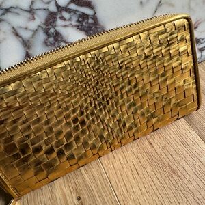 Cole Haan gold braided leather wallet
